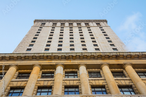 .Picture of the Royal Bank Tower from its bottom, thus creating a pretty impressive perspective.