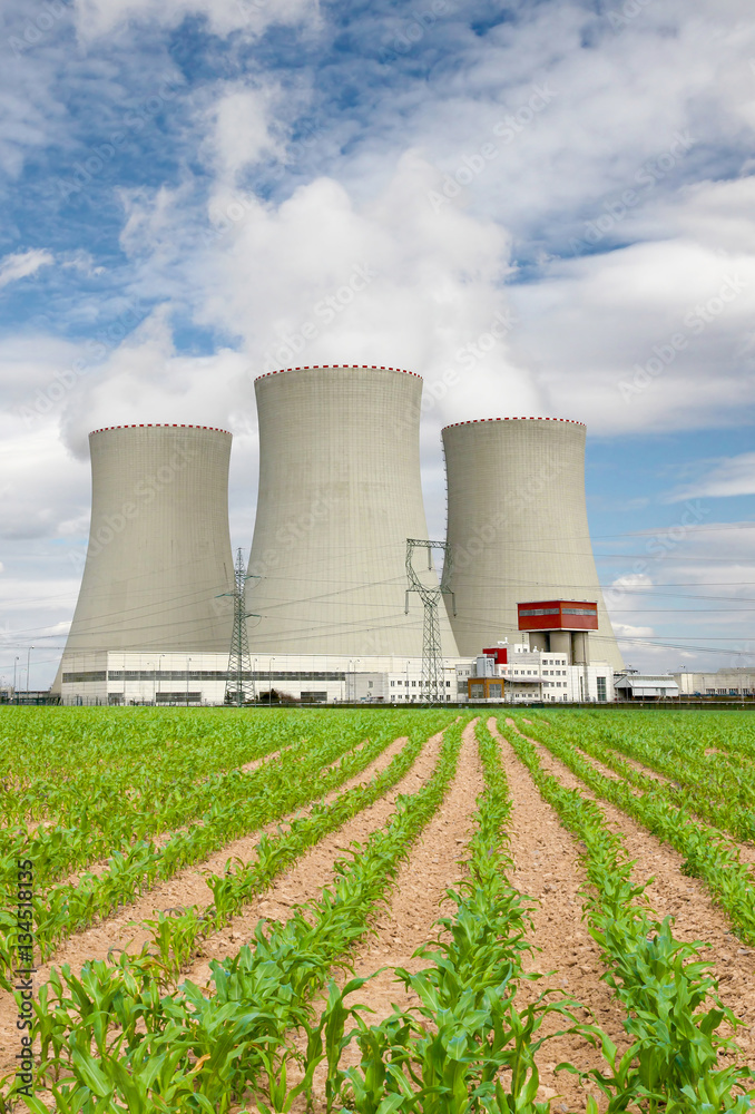 Nuclear power plant Temelin with corn field, Czech Republic Nuclear power plant Temelin with corn field, Czech Republic