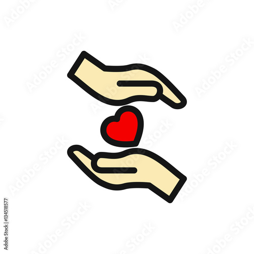 hands holding heart icon illustration
