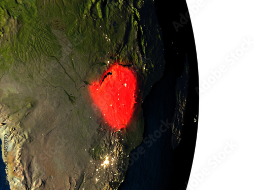Zimbabwe from space during dusk