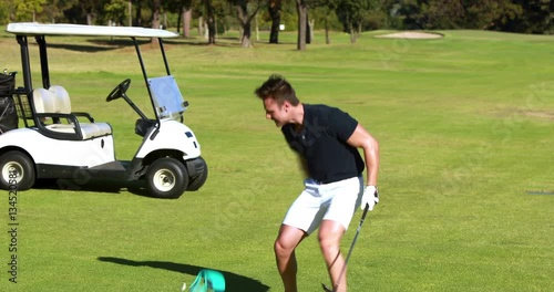 Golfer playing golf at golf course 4k
