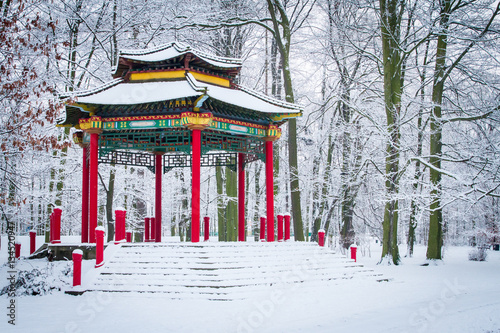 Canvas Print Pagoda in winter lanscape