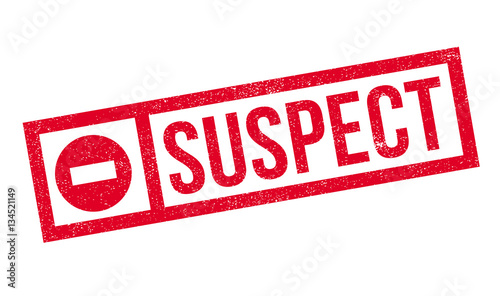 Suspect rubber stamp. Grunge design with dust scratches. Effects can be easily removed for a clean, crisp look. Color is easily changed.