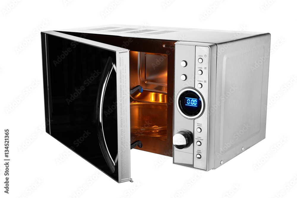 Fototapeta premium open microwave oven