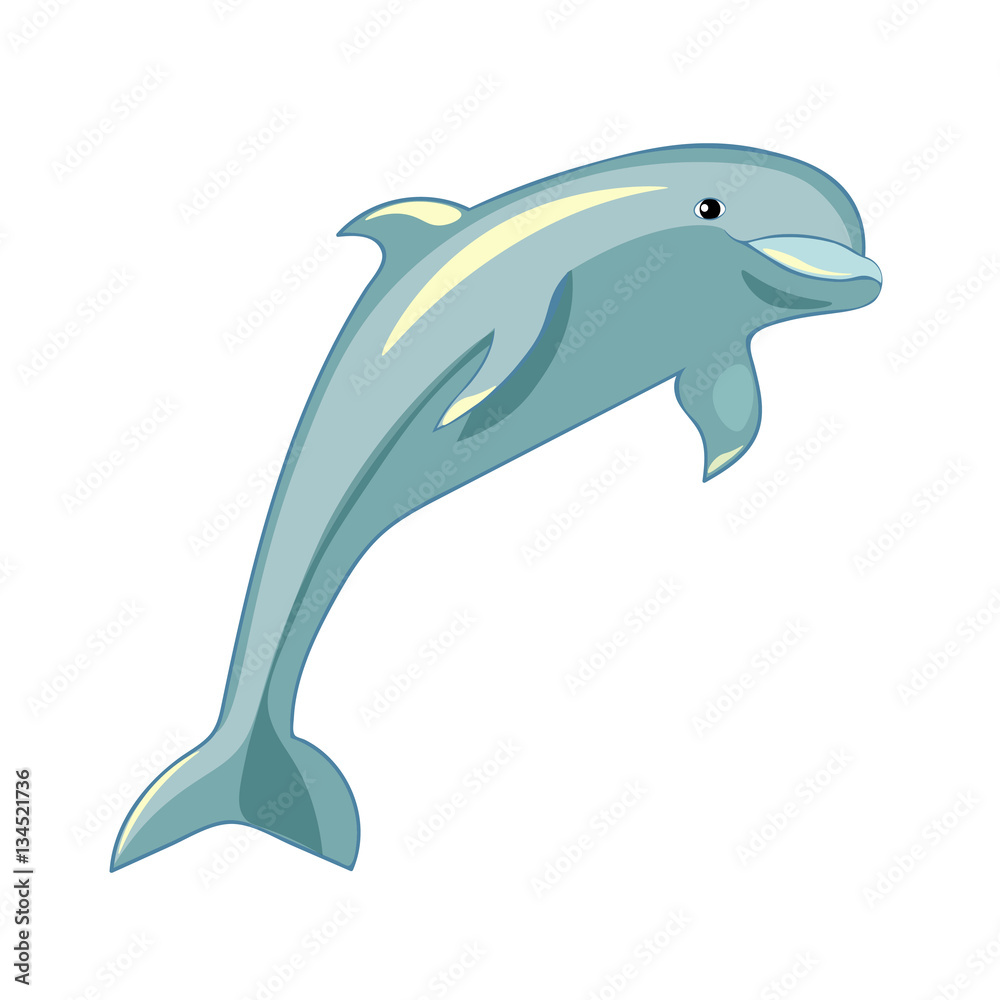 Fototapeta premium card fun dolphin is smiling. illustration