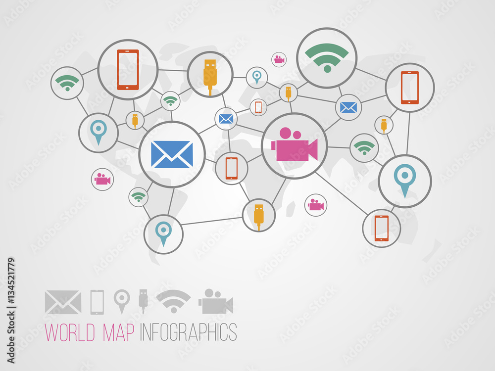 Infographics map with symbols Infographics map with symbols