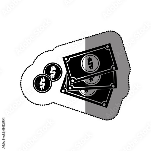 Billets and coins icon vector illustration graphic design