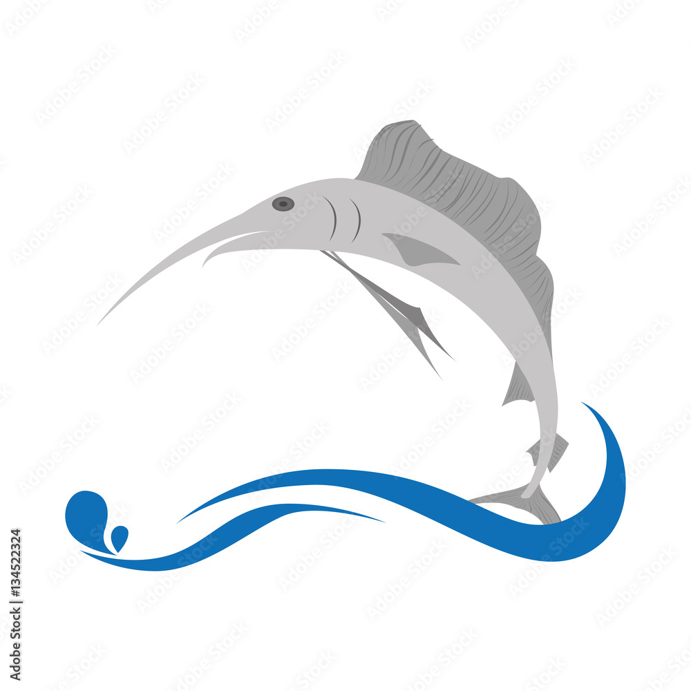 Obraz premium marlin fish emblem icon vector illustration design