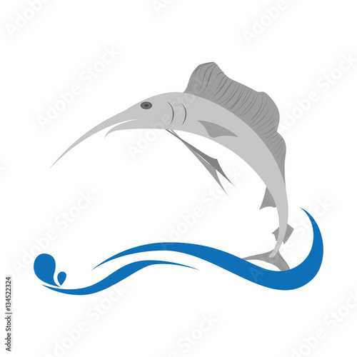 marlin fish emblem icon vector illustration design photo