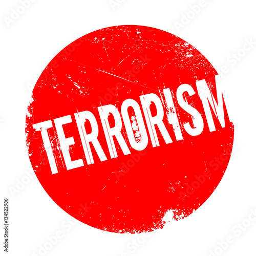 Terrorism rubber stamp. Grunge design with dust scratches. Effects can be easily removed for a clean, crisp look. Color is easily changed.