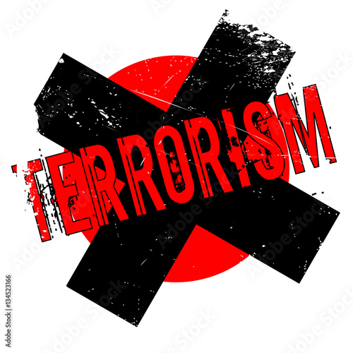 Terrorism rubber stamp. Grunge design with dust scratches. Effects can be easily removed for a clean, crisp look. Color is easily changed.