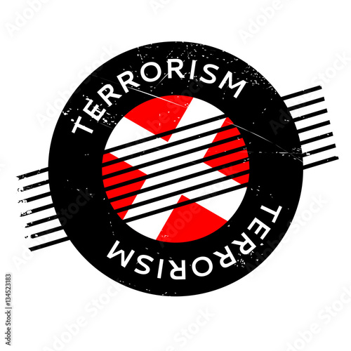 Terrorism rubber stamp. Grunge design with dust scratches. Effects can be easily removed for a clean, crisp look. Color is easily changed.