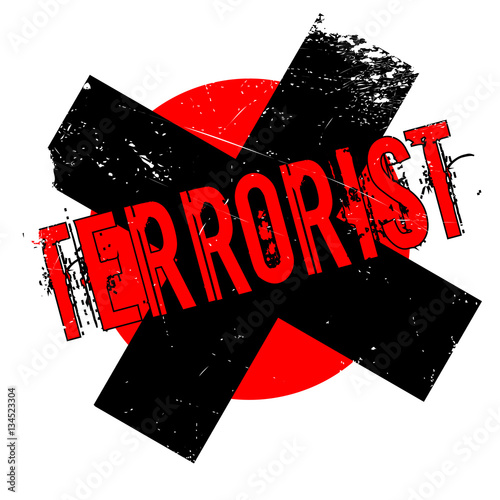 Terrorist rubber stamp isolated on white background