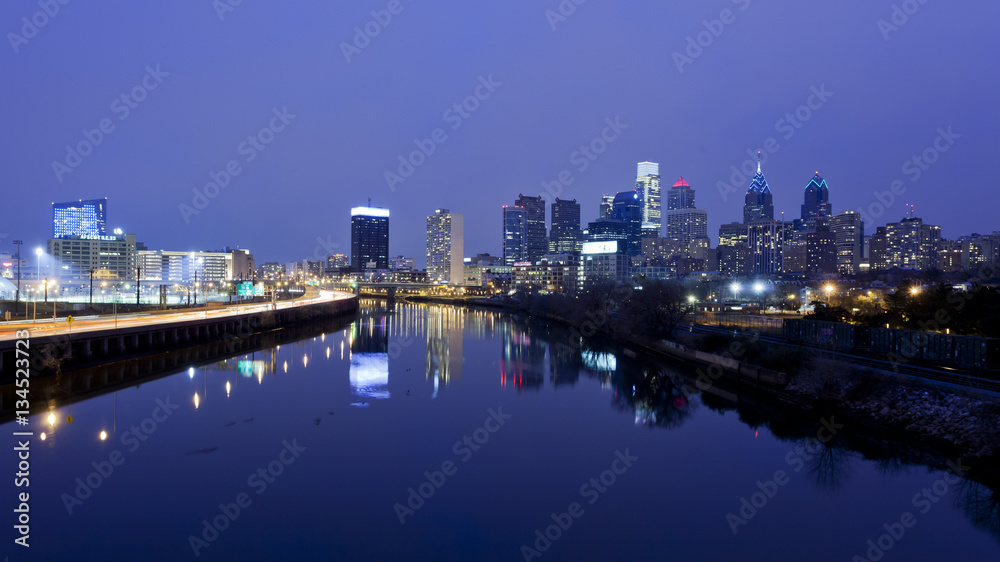 Philadelphia Skyline Over River