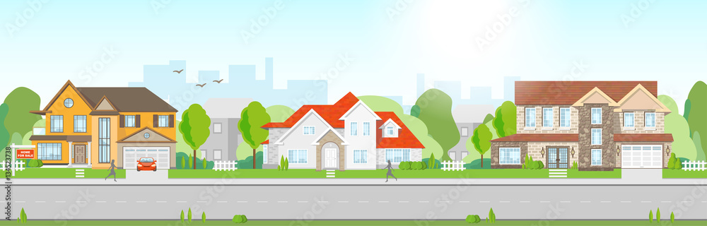 Residential street vector