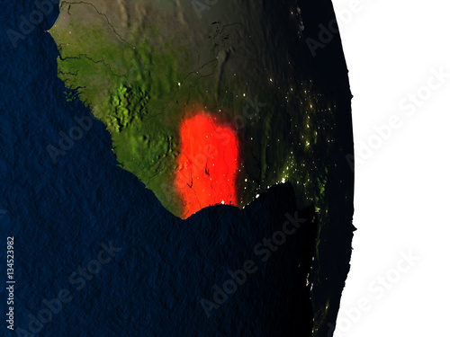 Ivory Coast from space during dusk photo