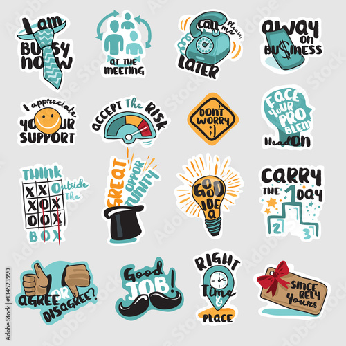 Set of flat design business iconss. Isolated vector illustrations for business communication, social network, social media, web design, business presentation, marketing material.