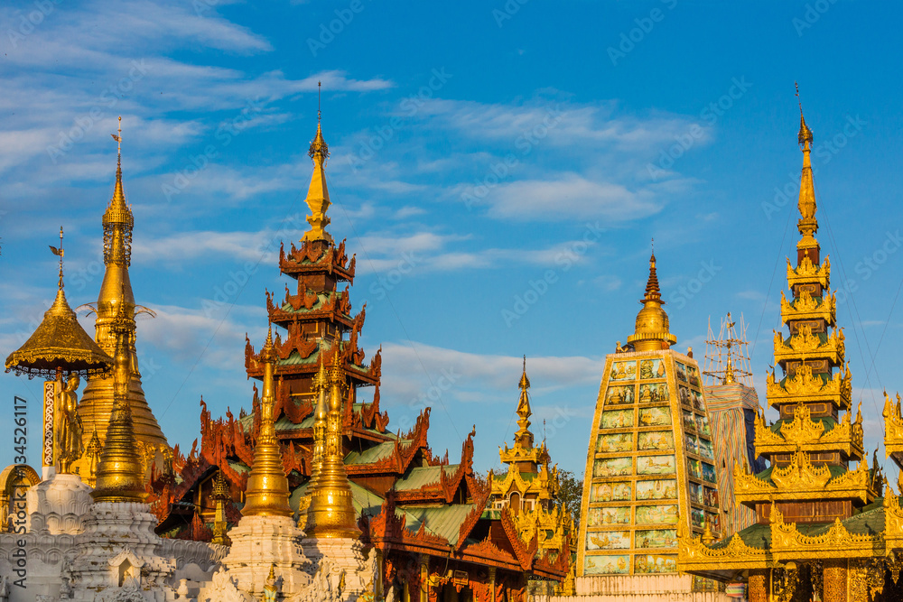 archictecture details of the Shwedagon Pagoda at Yangon in Myanmar