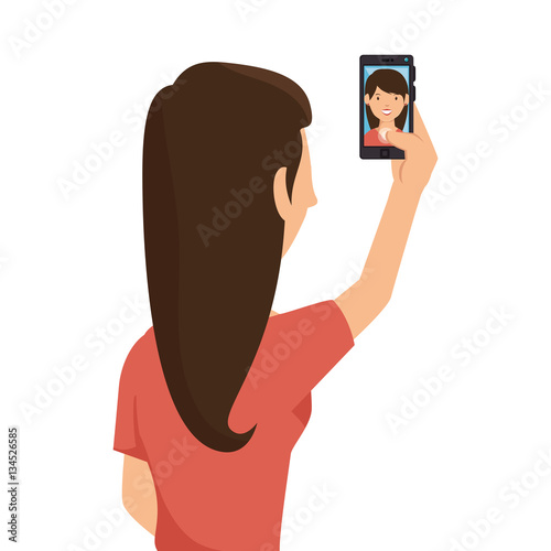 selfie photography technology icon vector illustration design