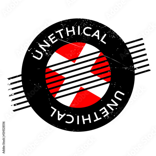 Unethical rubber stamp. Grunge design with dust scratches. Effects can be easily removed for a clean, crisp look. Color is easily changed.