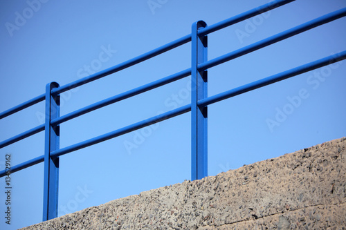 Blue steel railing