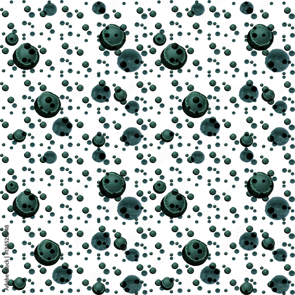 Abstract modern background with spots, blots, circles of various sizes in shades gray and black. Simple circular geometric shapes randomly distributed in space. Watercolor illustration Abstract modern background with spots, blots, circles of various sizes in shades gray and black. Simple circular geometric shapes randomly distributed in space. Watercolor illustration