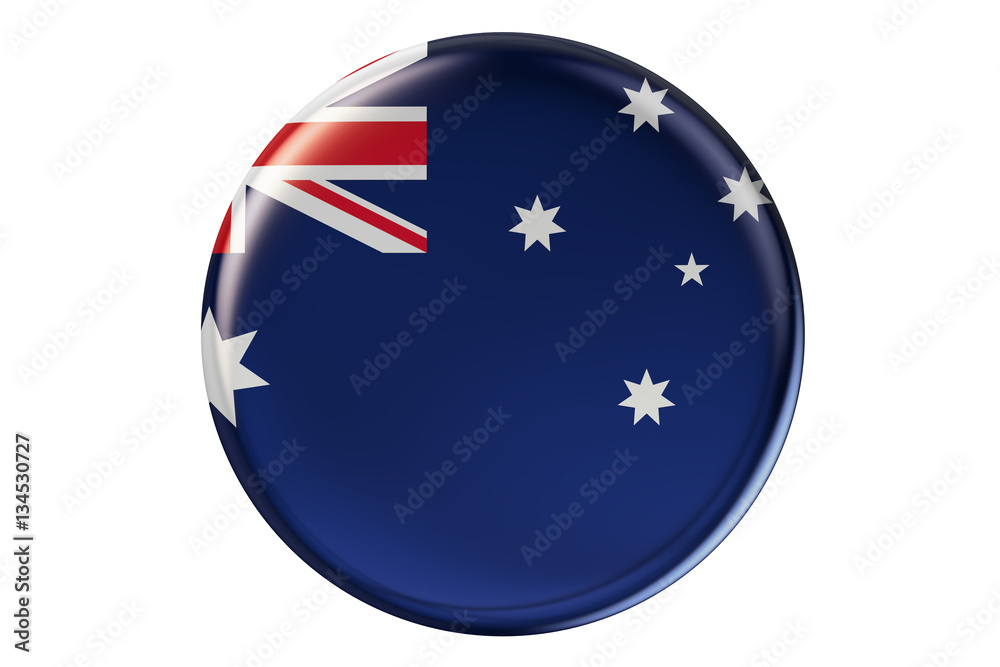 Badge with flag of Australia, 3D rendering Badge with flag of Australia, 3D rendering
