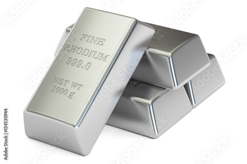 Obraz na płótnie rhodium ingots closeup, 3D rendering