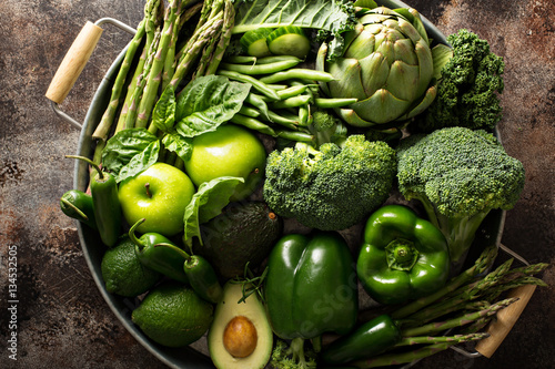 Fototapeta Naklejka Na Ścianę i Meble -  Variety of green vegetables and fruits