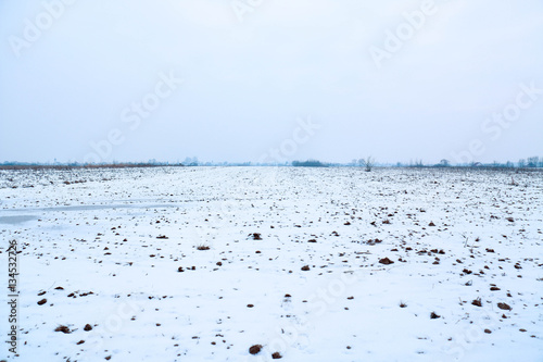Empty agricultural land at winter