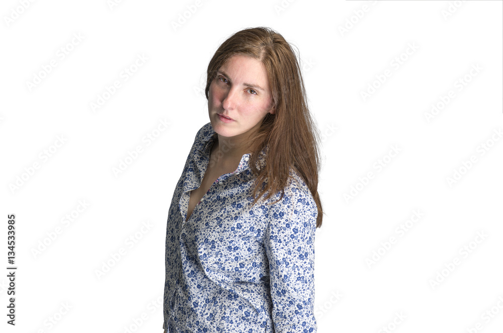 Sensual young hipster woman over white background Sensual young hipster woman over white background