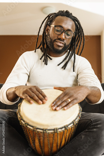 Fototapeta Musician Playing Drum.