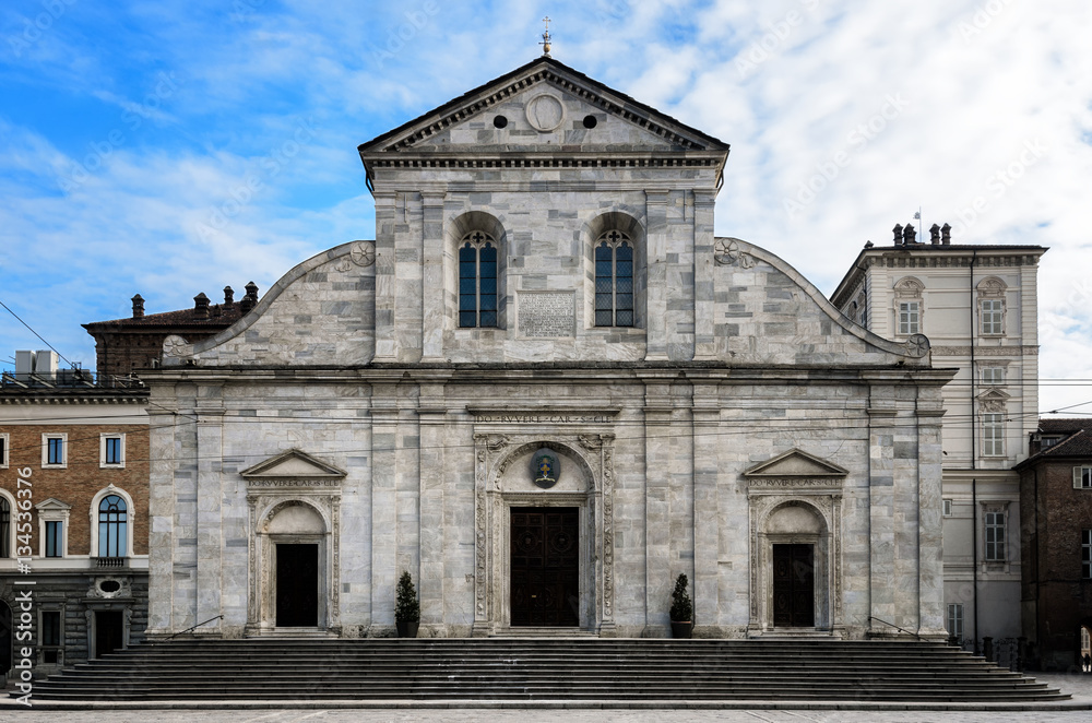 Facade of the cathedral of Turin (Piedmont, Italy)