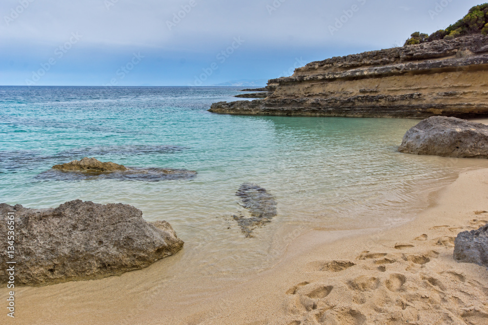 Obraz premium Panoramic view of Kamina beach in Kefalonia, Ionian Islands, Greece