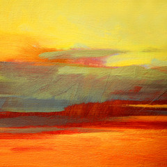 Acrylglasbilder Orange abstract landscape oil painting on canvas for interior, illustra  © Mikhail Zahranichny