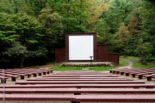 Park  amphitheater in forested setting. photo