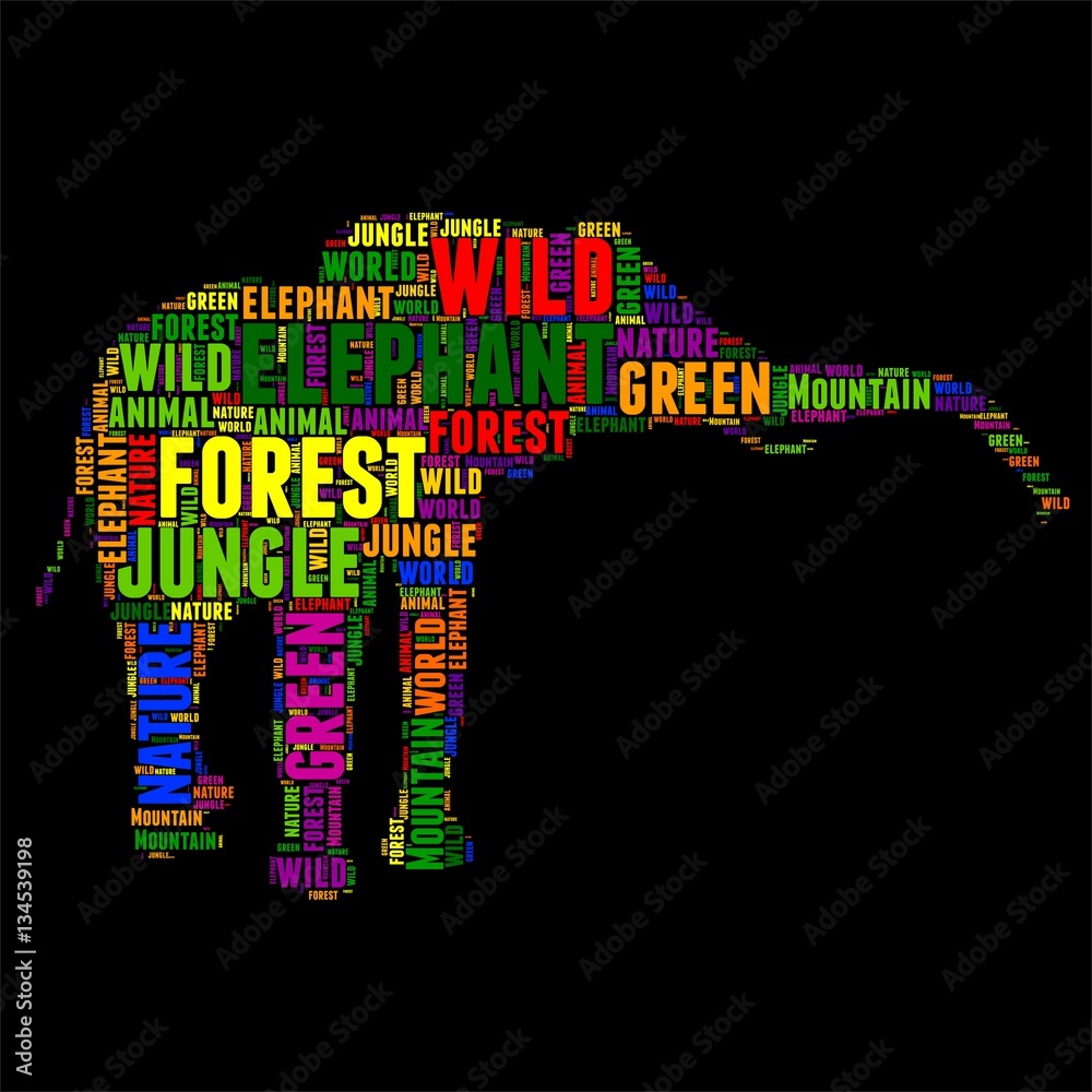elephant Typography word cloud colorful Vector illustration Stock