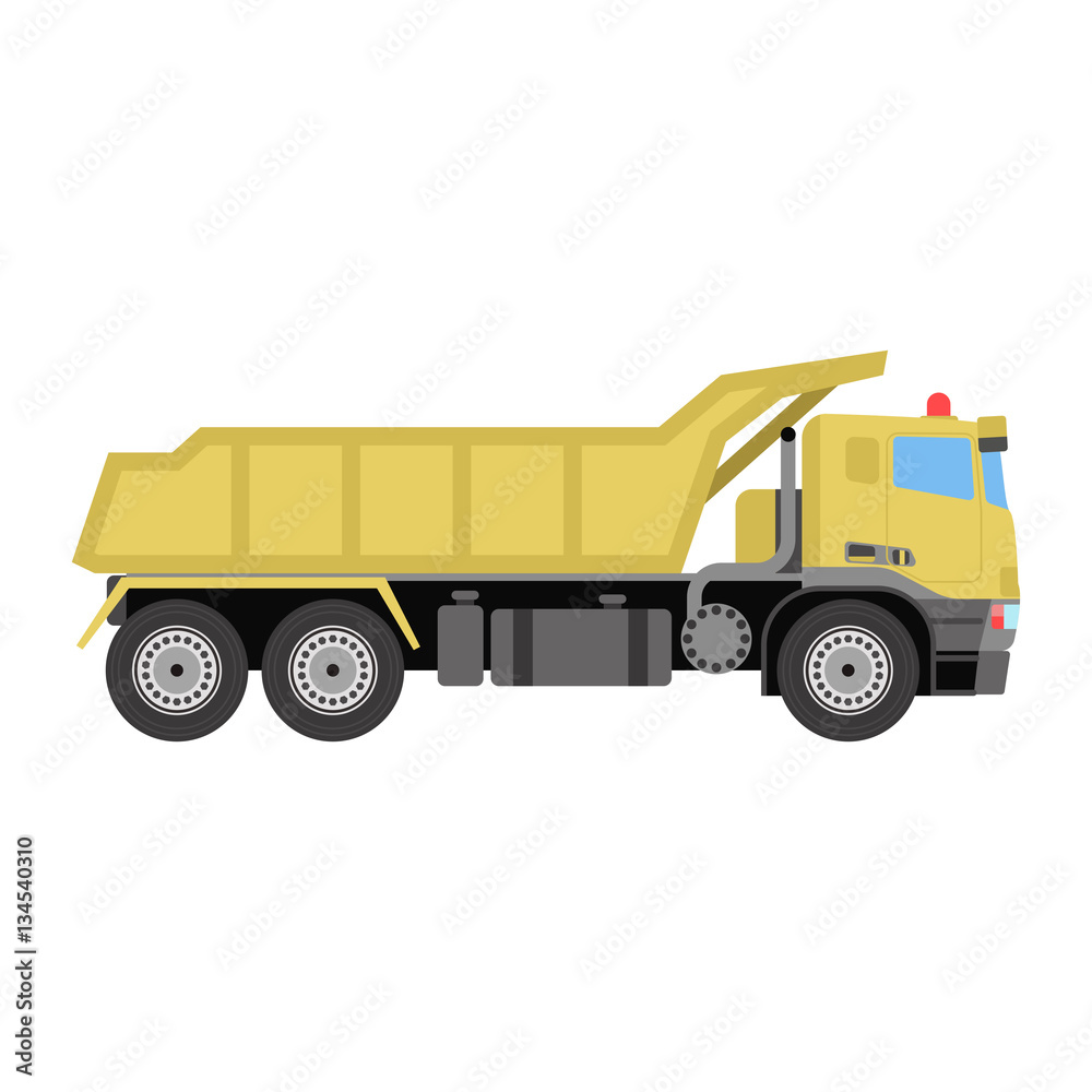 Vector tipper construction industry vehicle illustration.