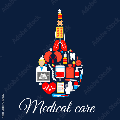 Medical care poster of enema syringe vector symbol