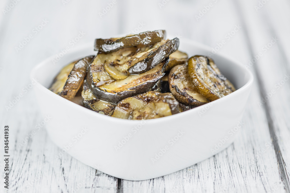Antipasti (Grilled Zucchinis) (selective focus, close-up shot)