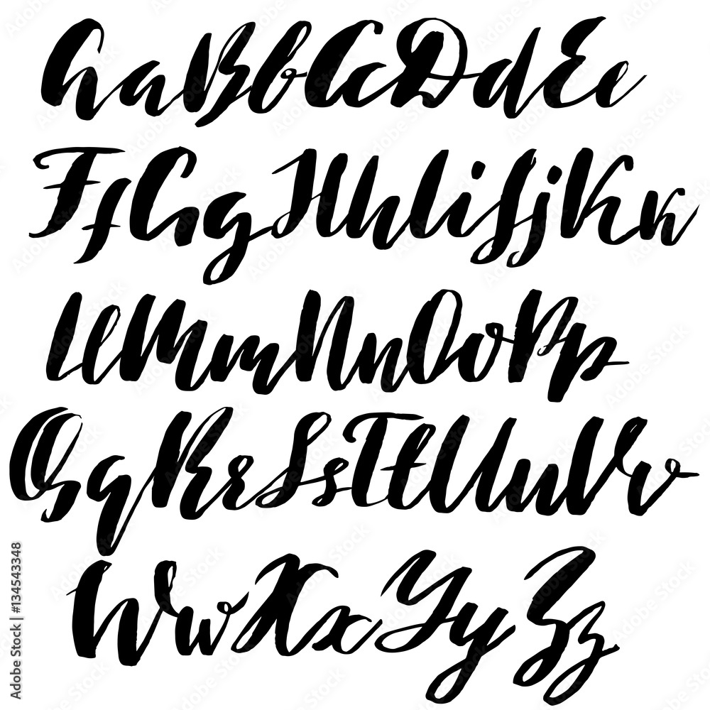 Hand drawn font made by dry brush strokes. Grunge style alphabet Hand drawn font made by dry brush strokes. Grunge style alphabet