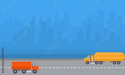 Vector of delivery and road tanker