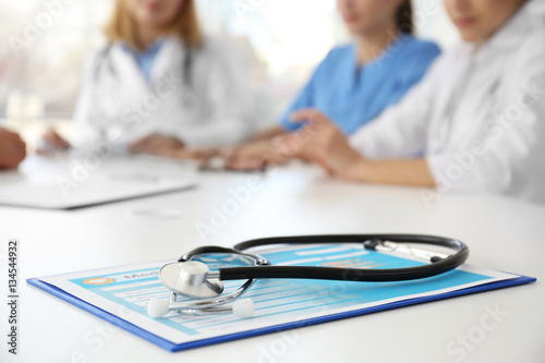Clipboard and stethoscope o...