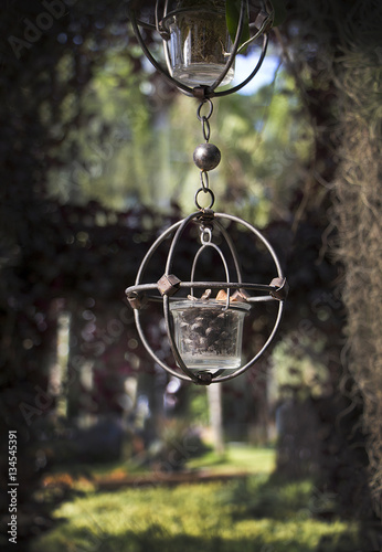 Vintage iron and bottle hanging mobile for decoration