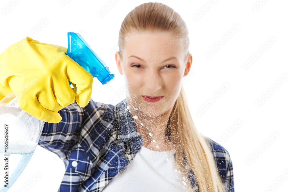 Cleaning concept. Young woman cleaninc. Cleaning concept. Young woman cleaninc.