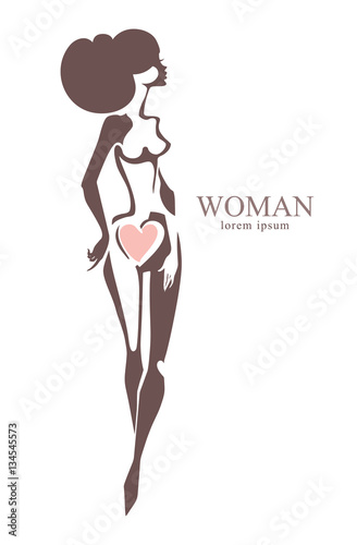 Woman. Flat vector template. Idea of the logo for a women Health, beauty salon and another.