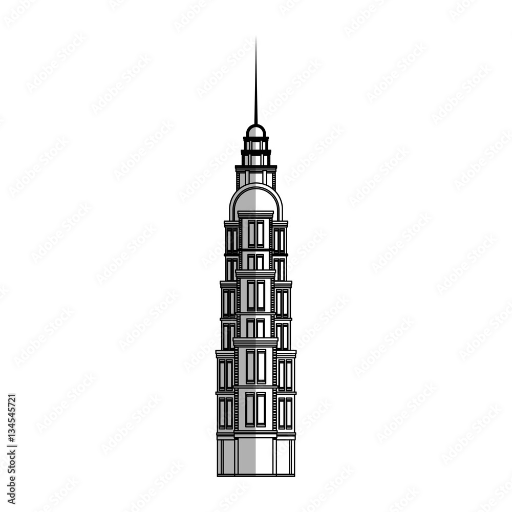 city building icon over white background. vector illustration