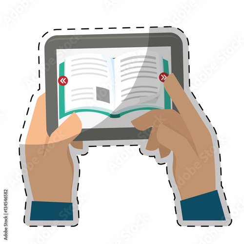 ebook or book download icon image sticker  vector illustration design 