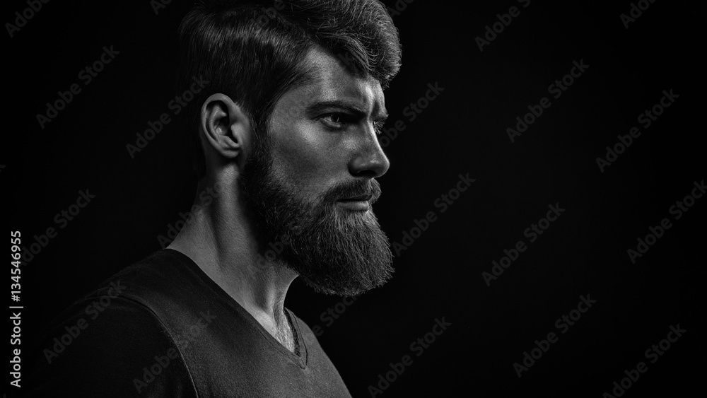Black and white image of confidence attractive hipster Black and white image of confidence attractive hipster