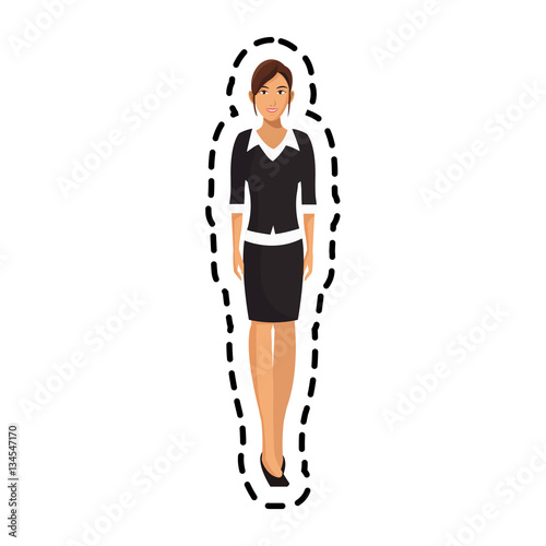 businesswoman wearing executive clothes over white background. colorful design. vector illustration